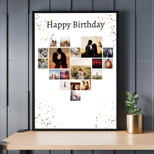 Personalized photo collage with black frame