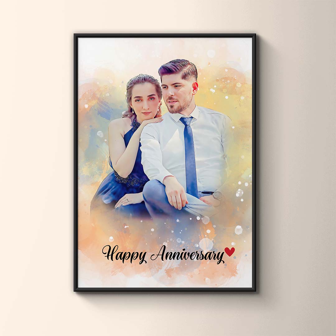 Picture into Painting Watercolor Couple Portrait