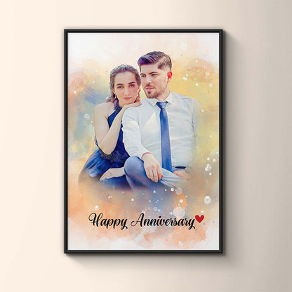 Picture into Painting Watercolor Couple Portrait