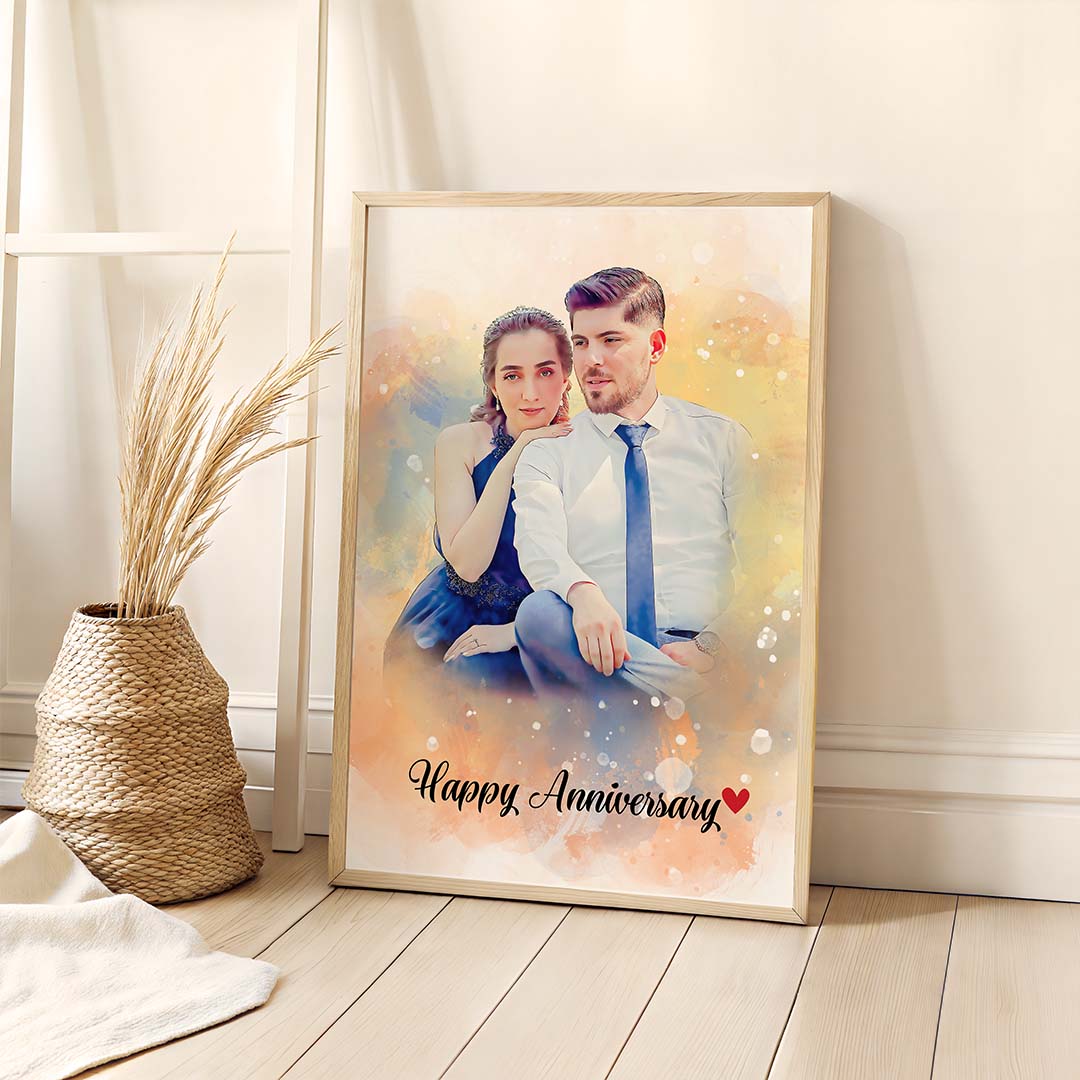 Picture into Painting Watercolor Couple Portrait