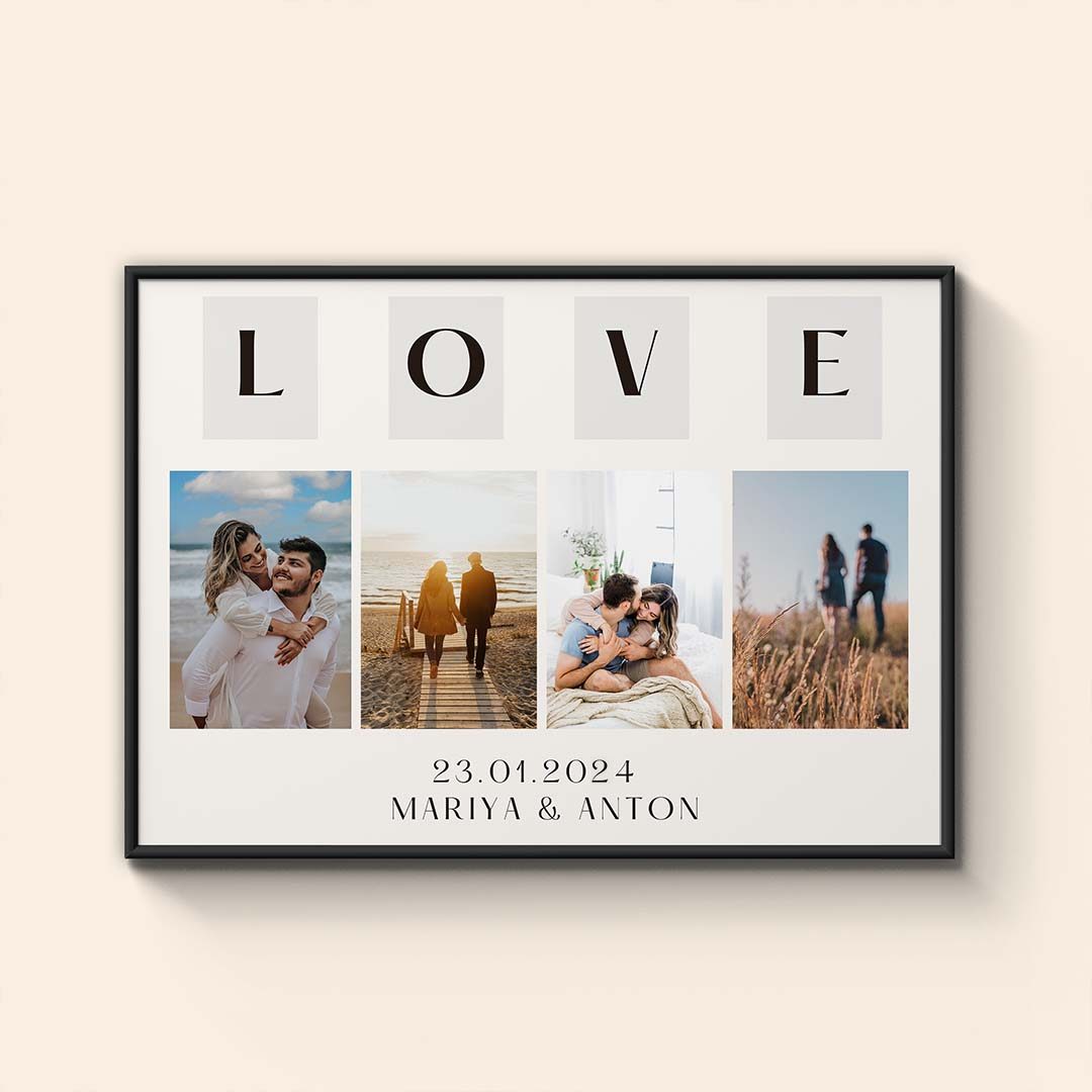 romantic photo collage our love with frame